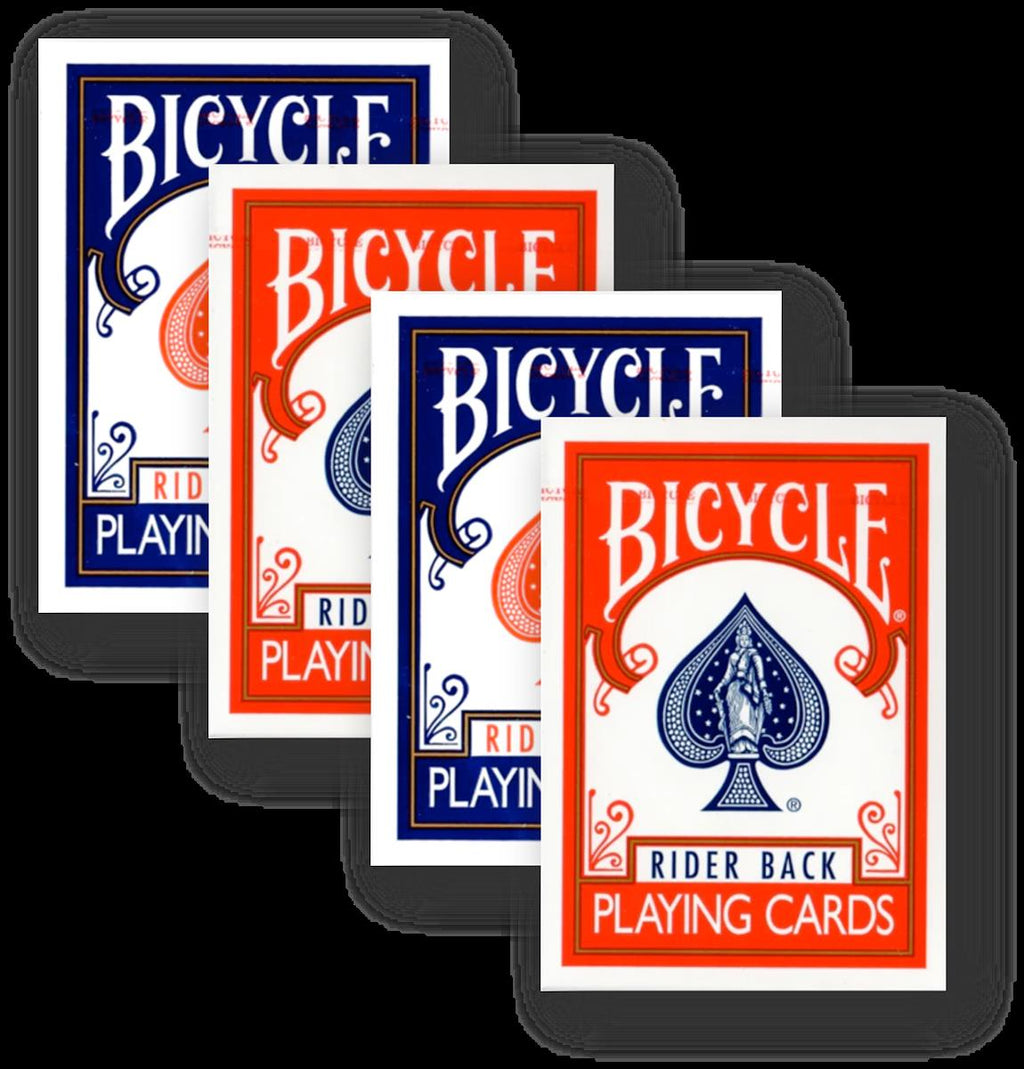 4 Decks (2 x rot / 2 x blau ) Bicycle 807 Rider Back Poker Karten - Old Tuck Case
