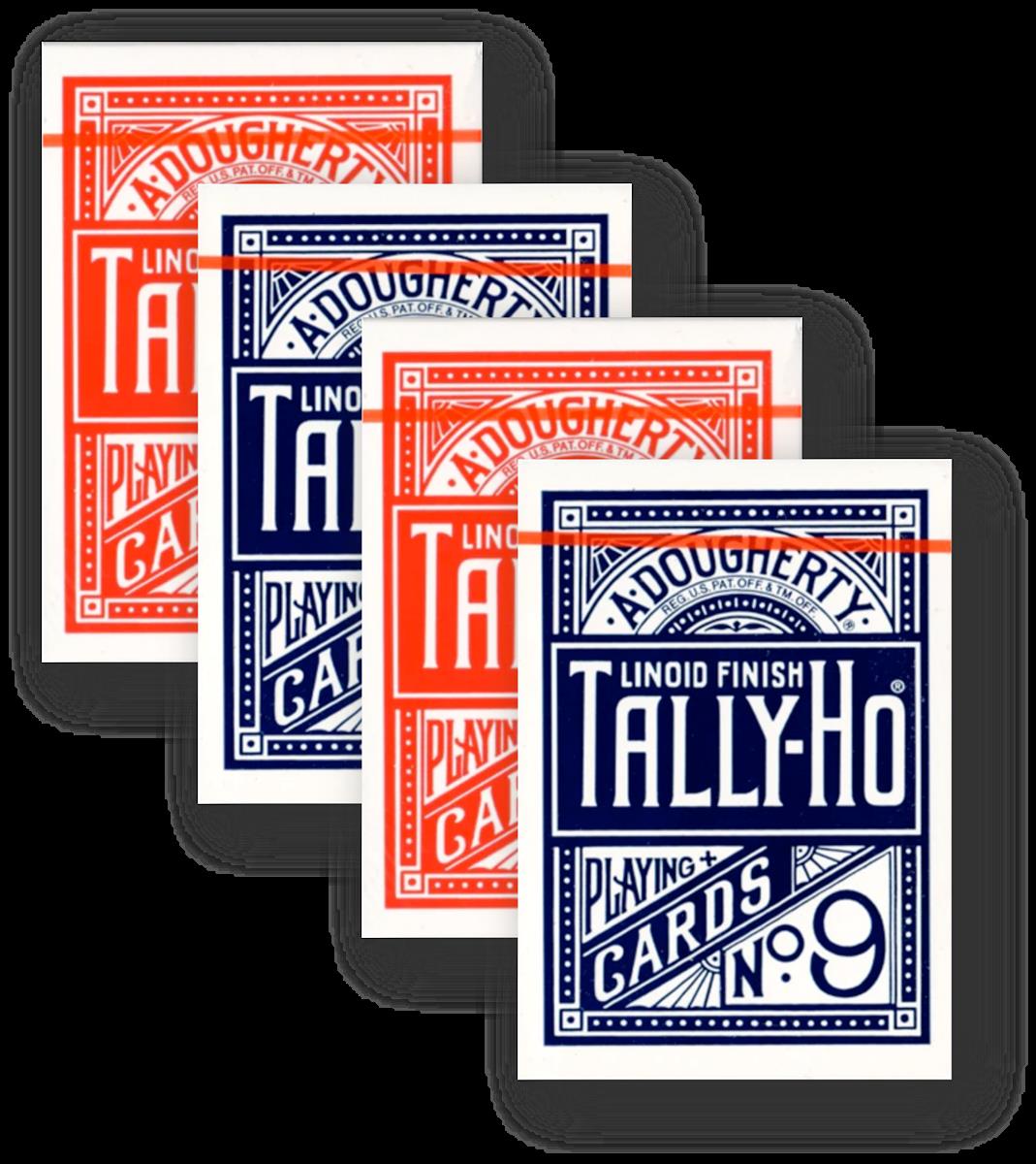 4 Decks Tally-Ho FAN Back (2 x blau + 2 x rot)
