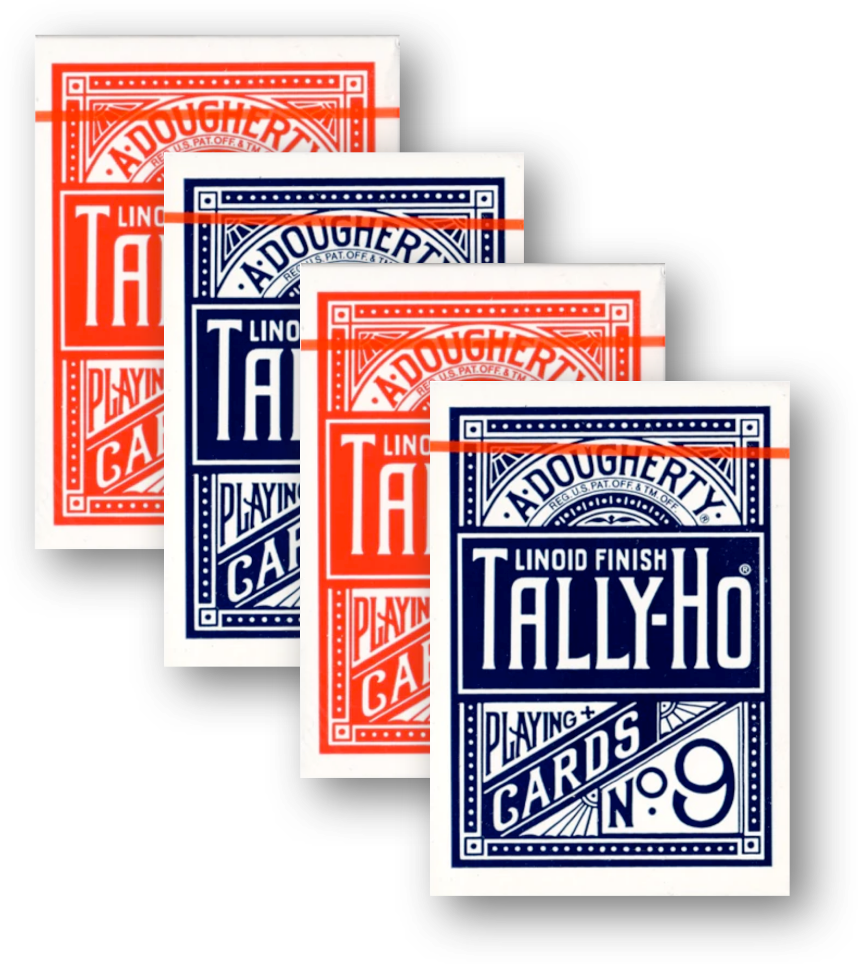 4 Decks Tally-Ho FAN Back (2 x blau + 2 x rot)