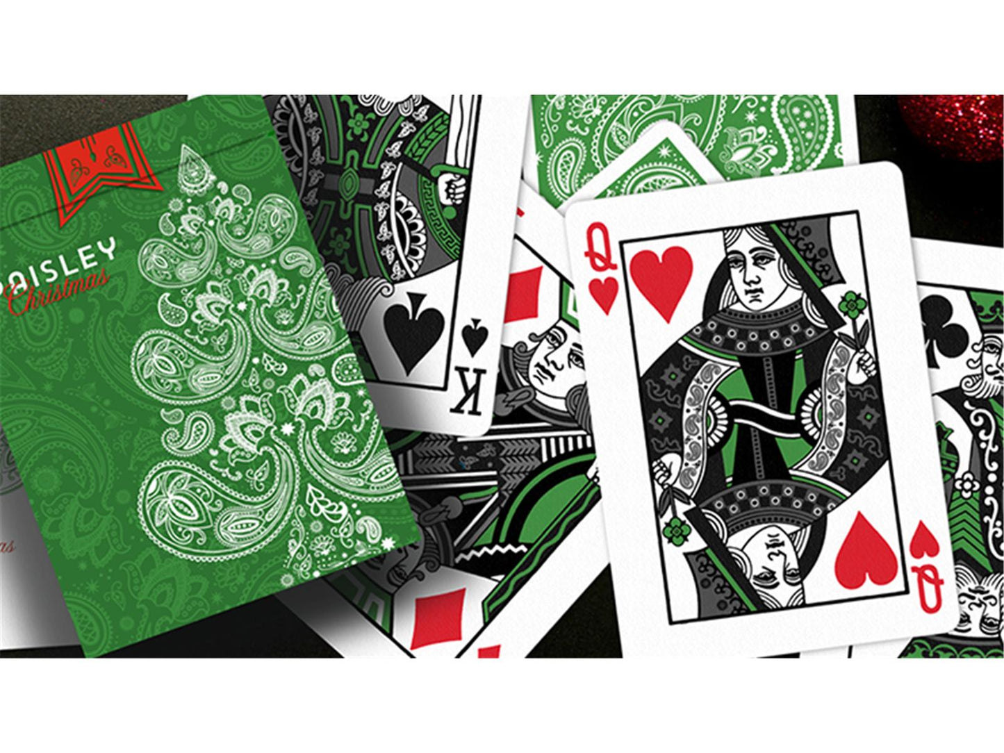 Paisley Metallic Green Christmas Playing Cards by Dutch Card House Company