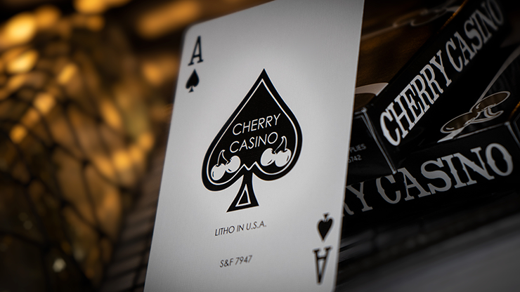 Limited Edition Cherry Casino (Monte Carlo Black and Gold) Numbered Seals Playing Cards